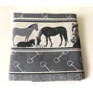 Theedoek - Paarden - Antraciet
